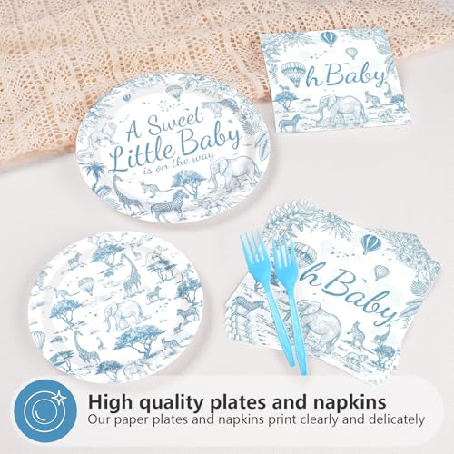 96 Pcs Tropical Animal Baby Shower Party Plates and Napkins - Grencian