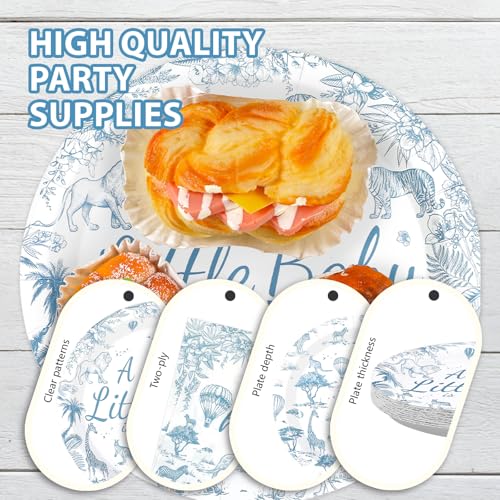 96 Pcs Tropical Animal Baby Shower Party Plates and Napkins - Grencian