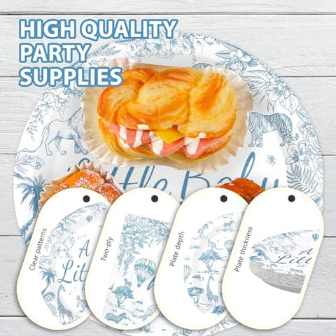 96 Pcs Tropical Animal Baby Shower Party Plates and Napkins - Grencian