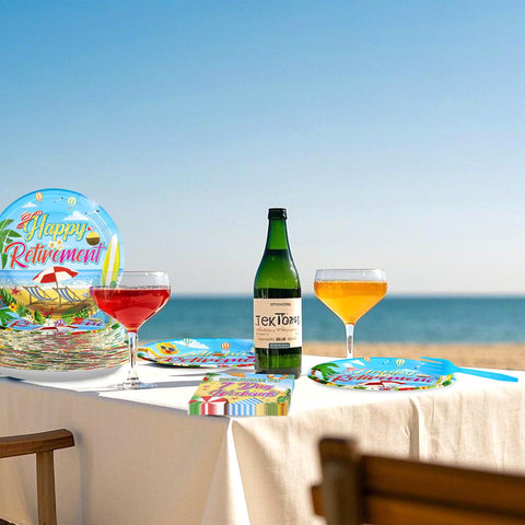 96 Pcs Tropical Retirement Party Plates and Napkins - Grencian
