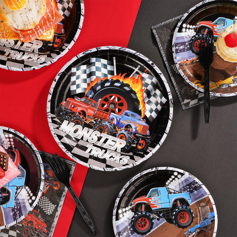 96 Pcs Truck Car Party Plates and Napkins - Grencian