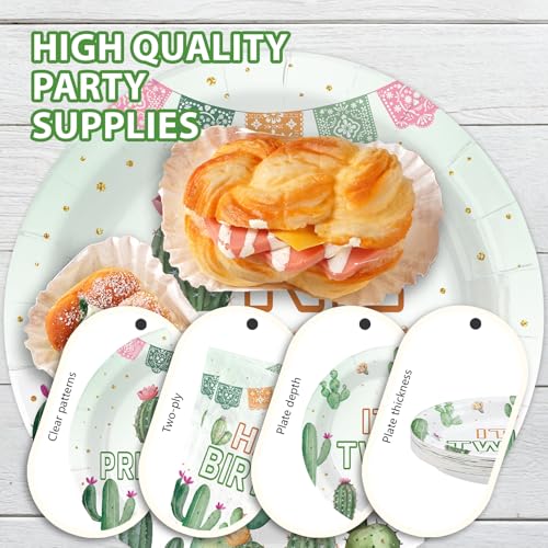 96 Pcs Twin Cactus Baby Shower Party Plates and Napkins - Grencian