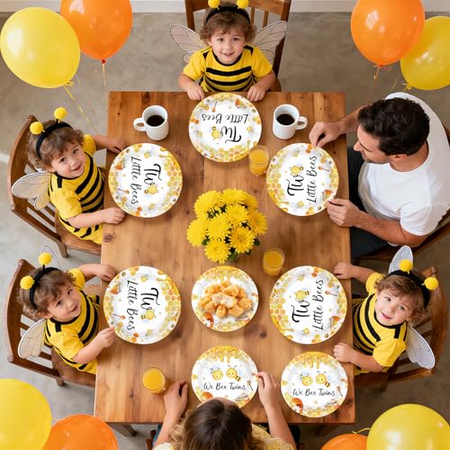 96 Pcs Twin Little Bees Party Plates and Napkins - Grencian