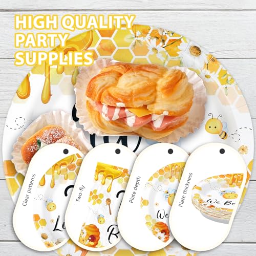 96 Pcs Twin Little Bees Party Plates and Napkins - Grencian
