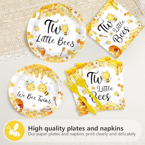 96 Pcs Twin Little Bees Party Plates and Napkins - Grencian