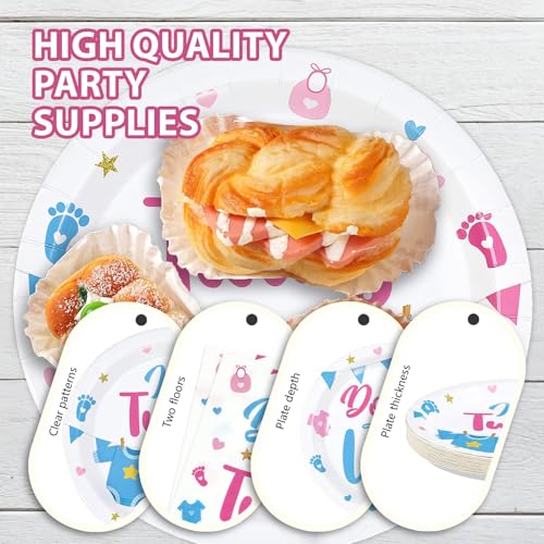 96 Pcs Twins Baby Shower Party Plates and Napkins - Grencian