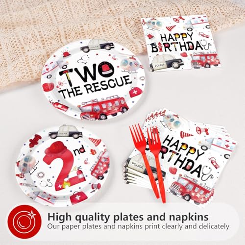 96 Pcs Two the Rescue Birthday Party Plates and Napkins - Grencian