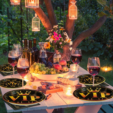 96 Pcs VIP Party Plates and Napkins - Grencian