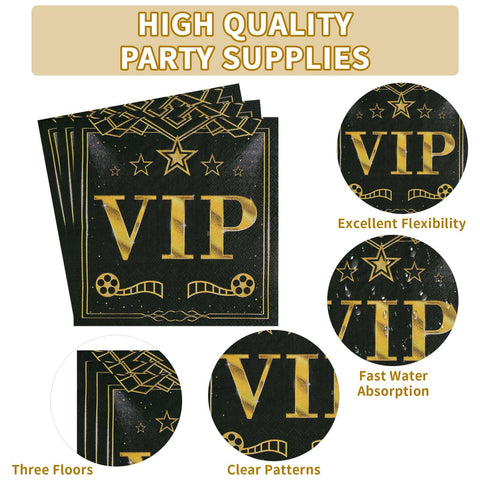 96 Pcs VIP Party Plates and Napkins - Grencian