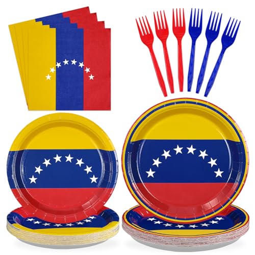 96 Pcs Venezuela Flag Party Plates and Napkins - Grencian