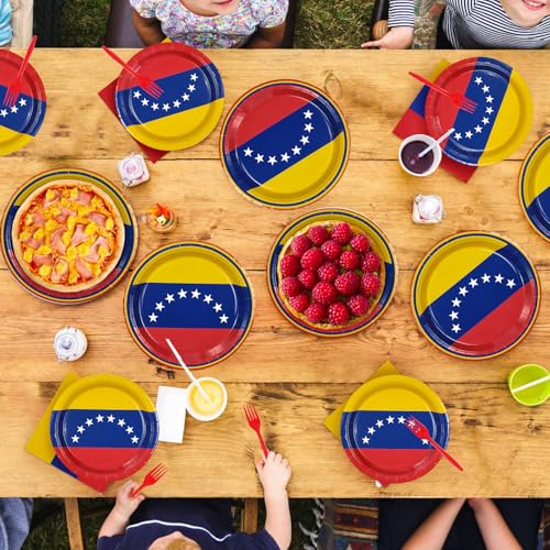 96 Pcs Venezuela Flag Party Plates and Napkins - Grencian