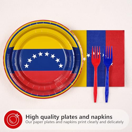 96 Pcs Venezuela Flag Party Plates and Napkins - Grencian