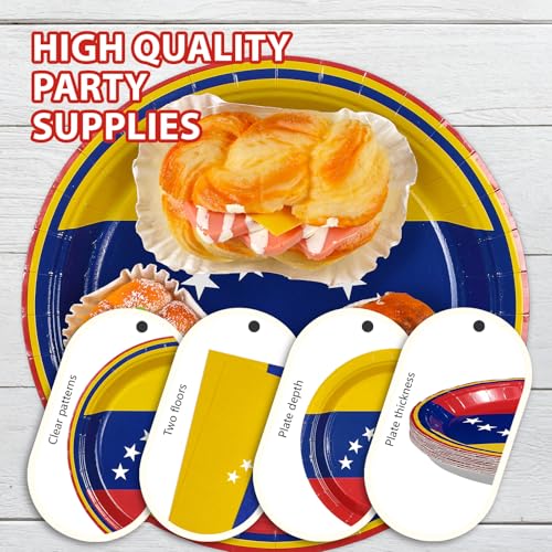 96 Pcs Venezuela Flag Party Plates and Napkins - Grencian