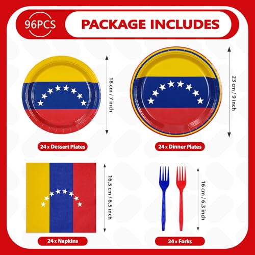96 Pcs Venezuela Flag Party Plates and Napkins - Grencian