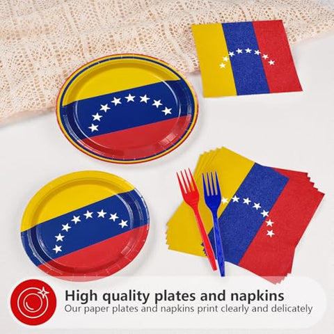 96 Pcs Venezuela Flag Party Plates and Napkins - Grencian