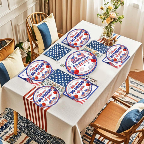 96 Pcs Veterans Day Party Plates and Napkins - Grencian