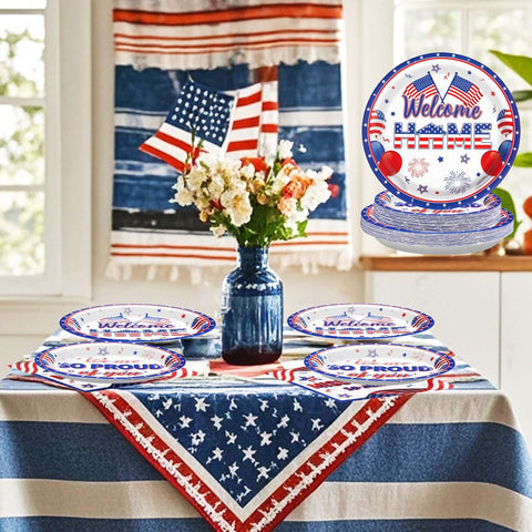 96 Pcs Veterans Day Party Plates and Napkins - Grencian