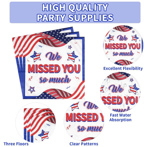 96 Pcs Veterans Day Party Plates and Napkins - Grencian