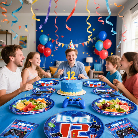 96 Pcs Video Game 12th Birthday Party Plates and Napkins - Grencian