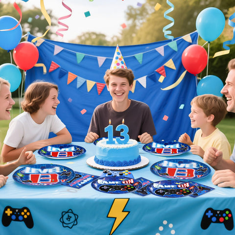 96 Pcs Video Game 13th Birthday Party Plates and Napkins - Grencian