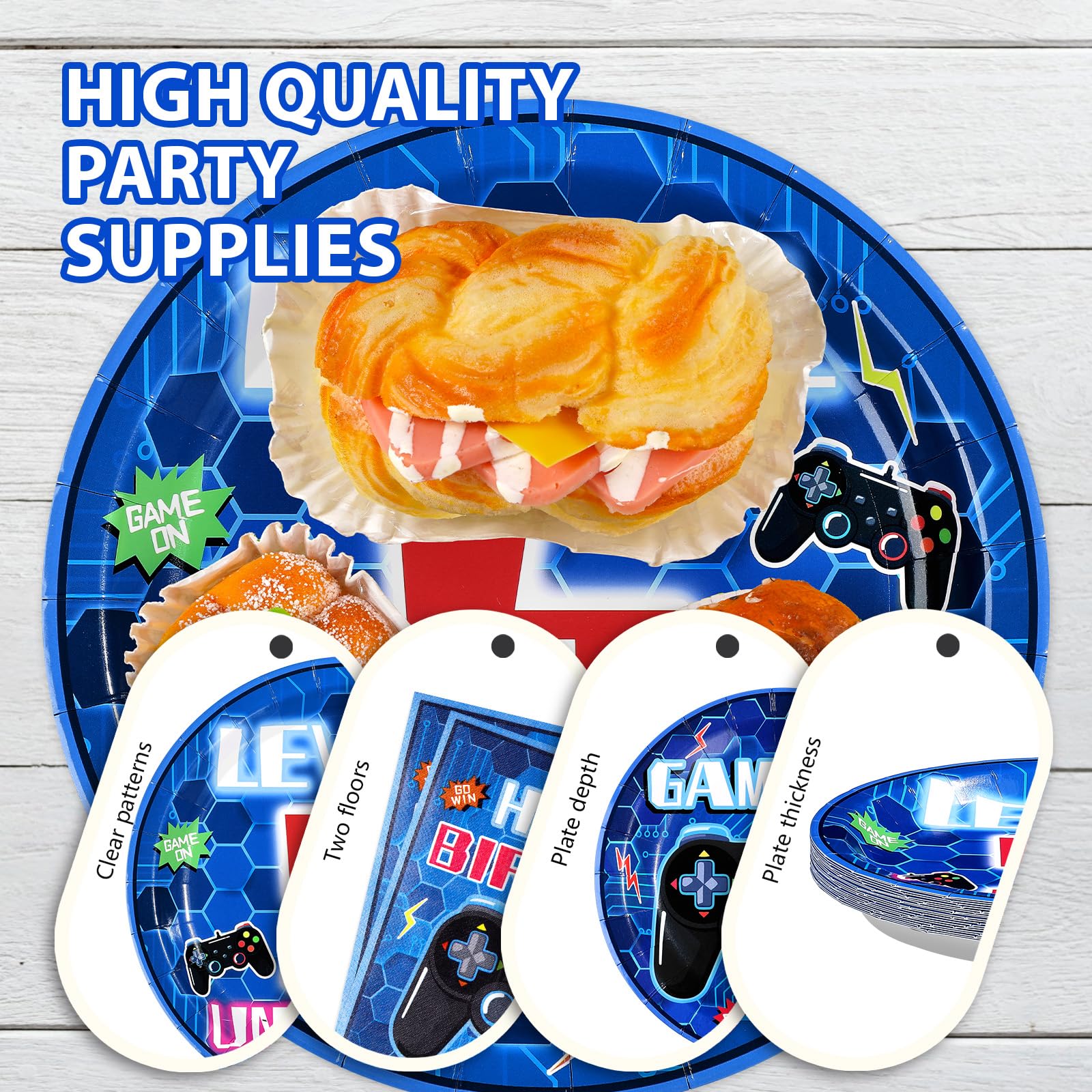 96 Pcs Video Game 5th Birthday Party Plates and Napkins - Grencian