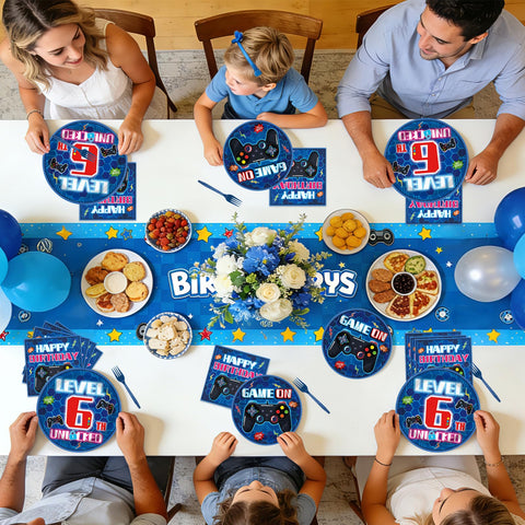 96 Pcs Video Game 6th Birthday Party Plates and Napkins - Grencian