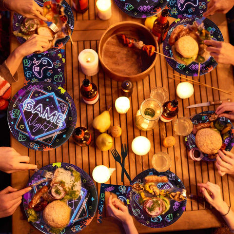 96 Pcs Video Game Night Party Plates and Napkins - Grencian