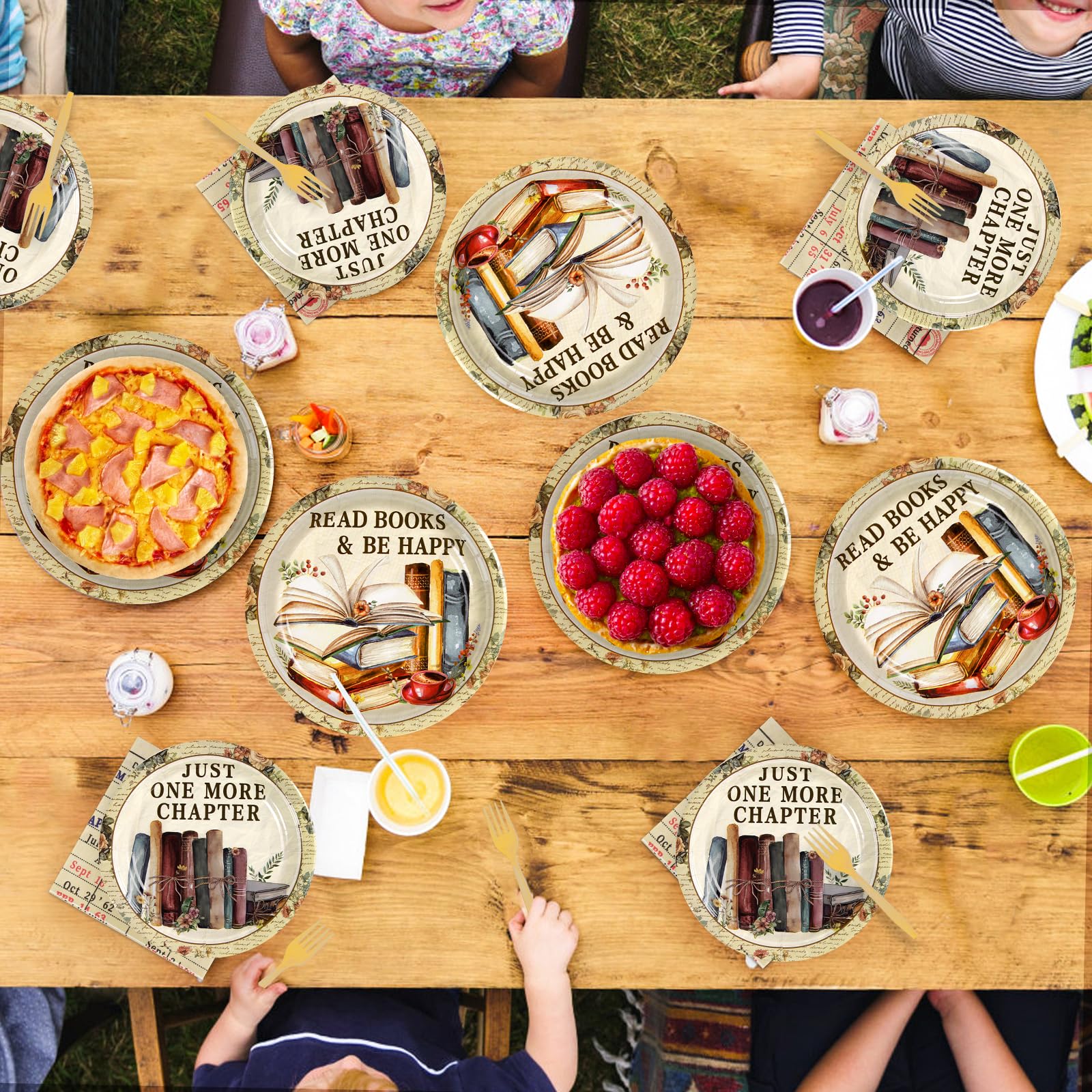 96 Pcs Vintage Book Party Plates and Napkins - Grencian