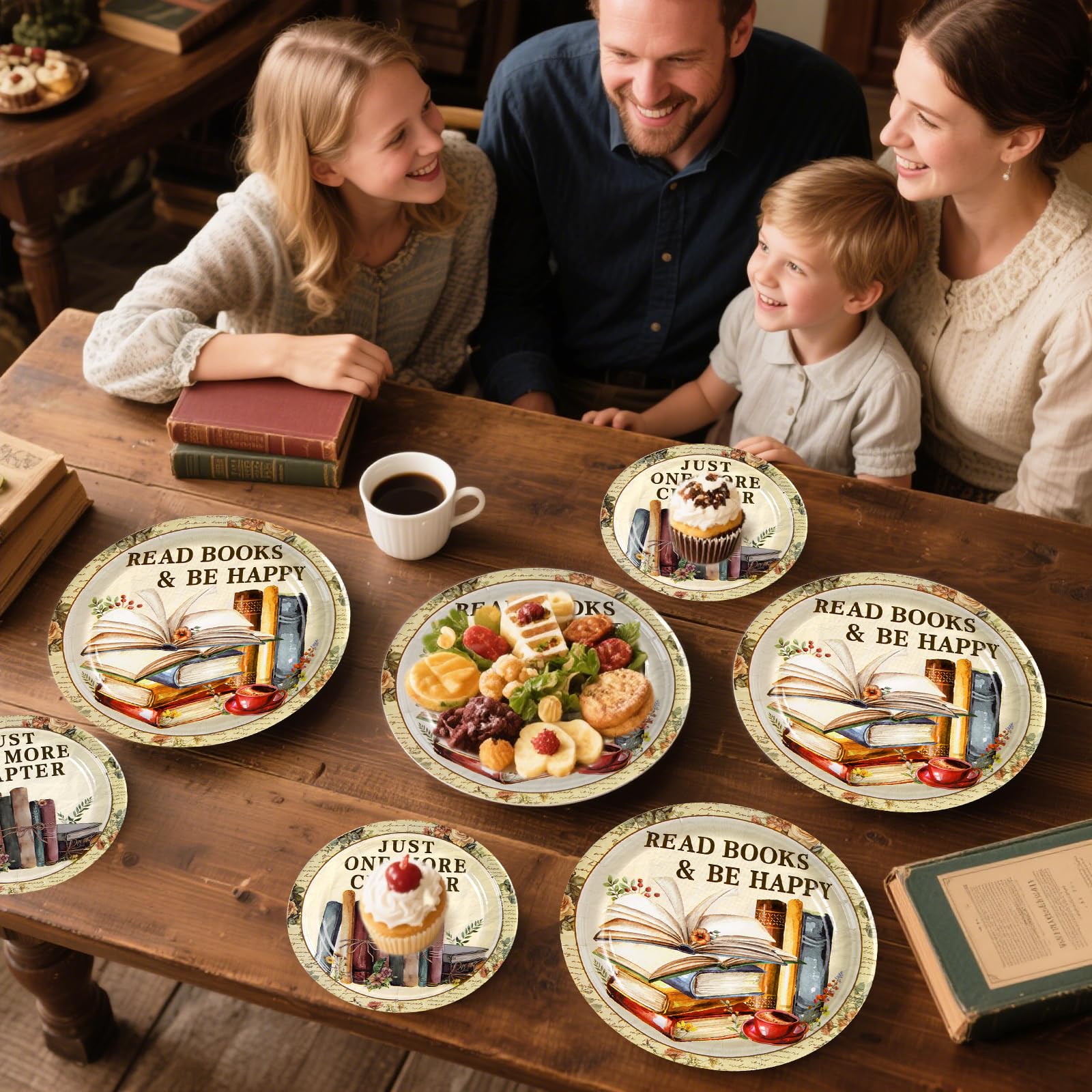 96 Pcs Vintage Book Party Plates and Napkins - Grencian