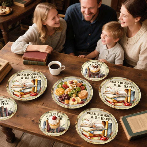 96 Pcs Vintage Book Party Plates and Napkins - Grencian
