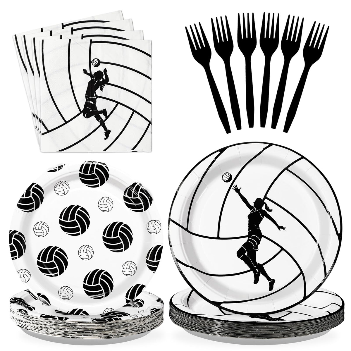 96 Pcs Volleyball Party Plates and Napkins - Grencian