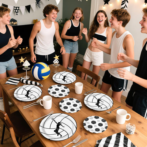 96 Pcs Volleyball Party Plates and Napkins - Grencian