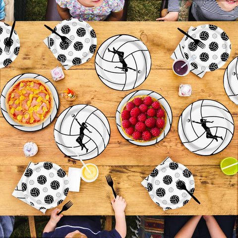 96 Pcs Volleyball Party Plates and Napkins - Grencian