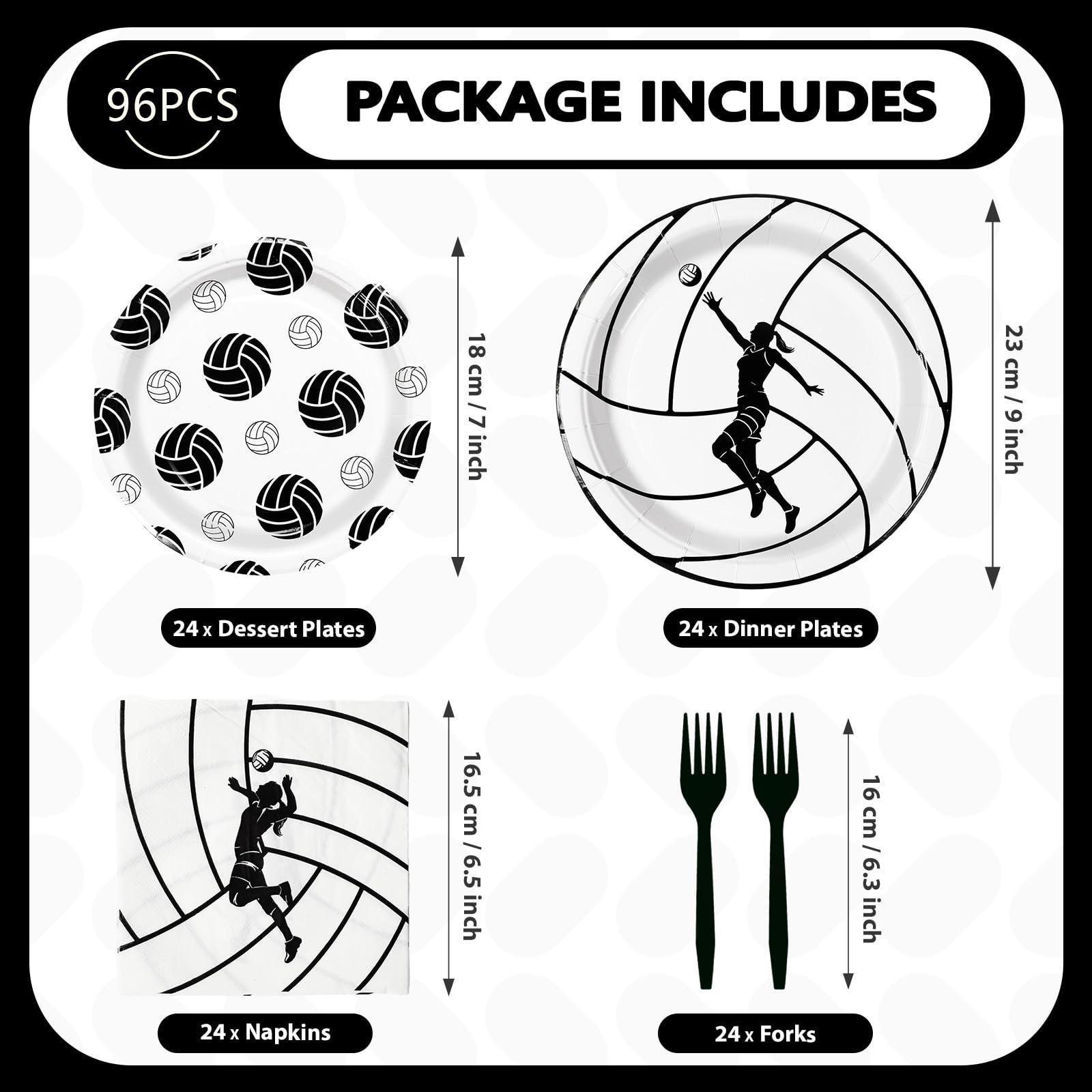 96 Pcs Volleyball Party Plates and Napkins - Grencian