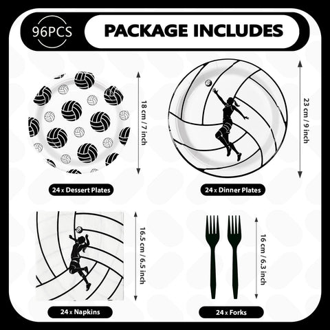 96 Pcs Volleyball Party Plates and Napkins - Grencian
