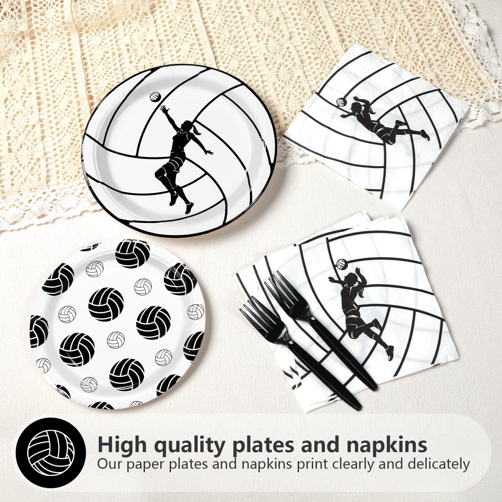 96 Pcs Volleyball Party Plates and Napkins - Grencian