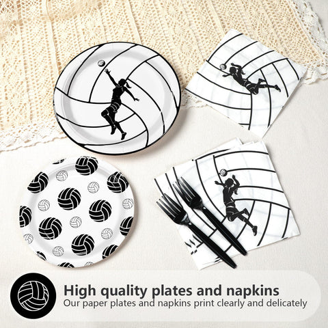 96 Pcs Volleyball Party Plates and Napkins - Grencian