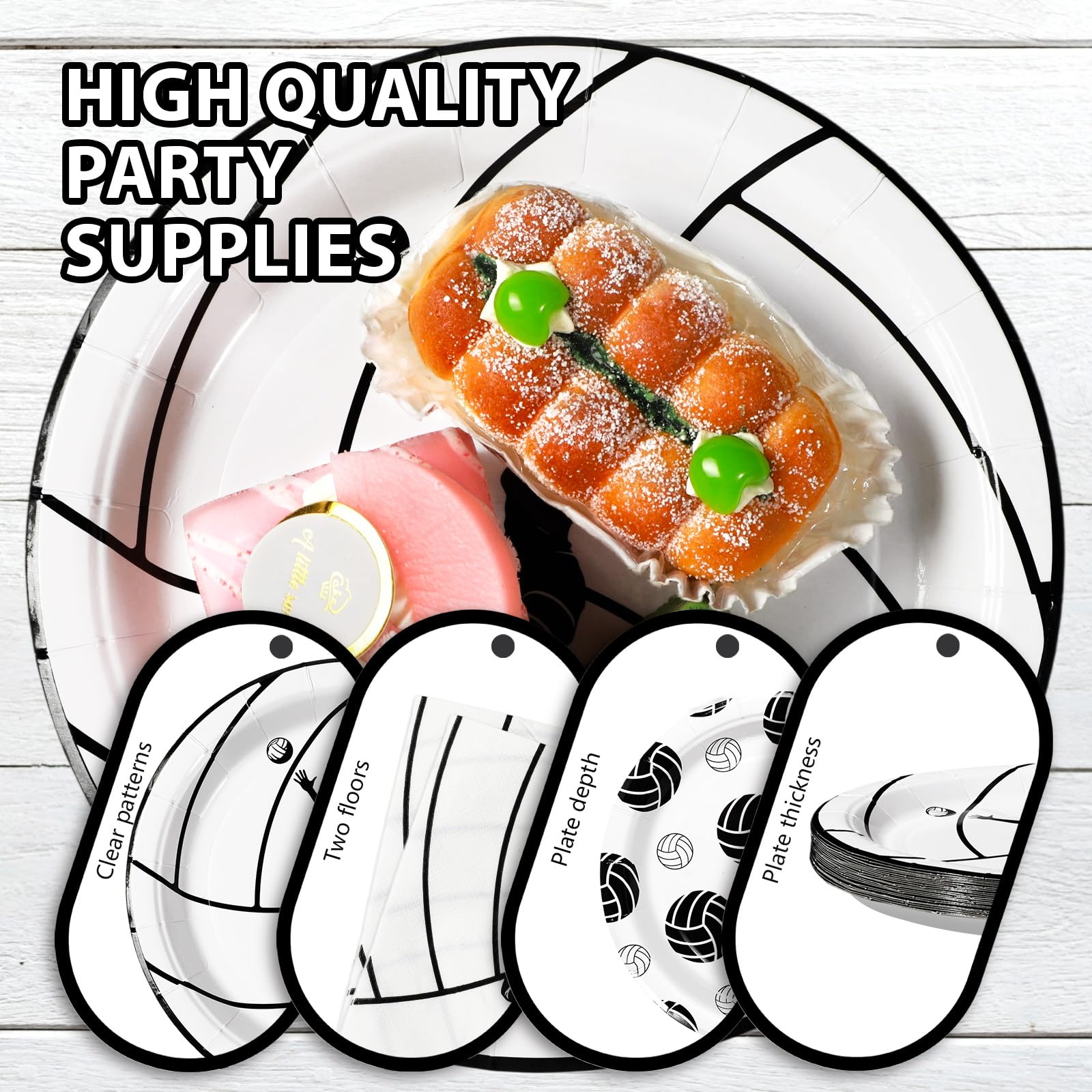 96 Pcs Volleyball Party Plates and Napkins - Grencian