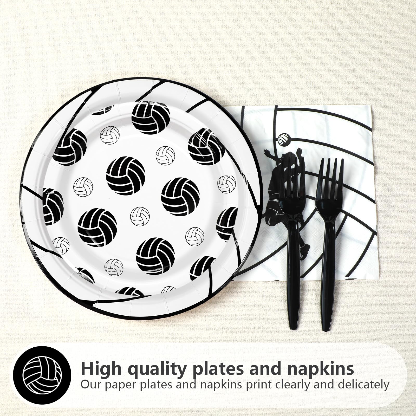 96 Pcs Volleyball Party Plates and Napkins - Grencian