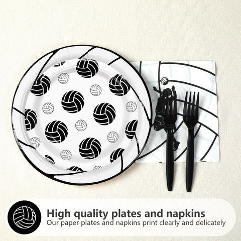 96 Pcs Volleyball Party Plates and Napkins - Grencian