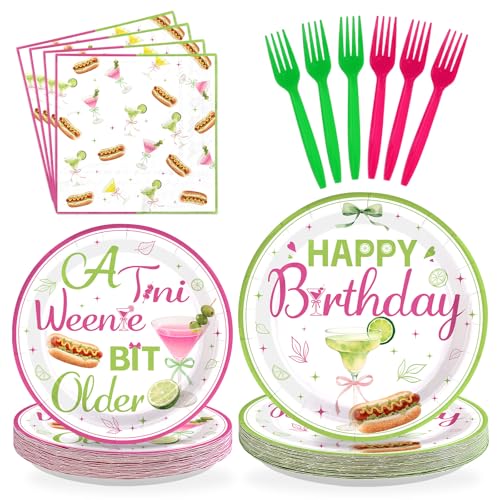 96 Pcs Weenies and Tinis Birthday Party Plates and Napkins - Grencian