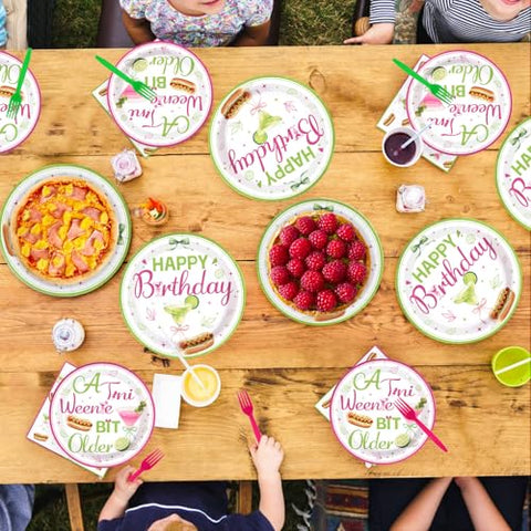 96 Pcs Weenies and Tinis Birthday Party Plates and Napkins - Grencian
