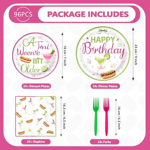 96 Pcs Weenies and Tinis Birthday Party Plates and Napkins - Grencian