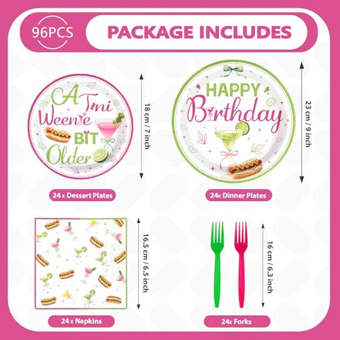 96 Pcs Weenies and Tinis Birthday Party Plates and Napkins - Grencian
