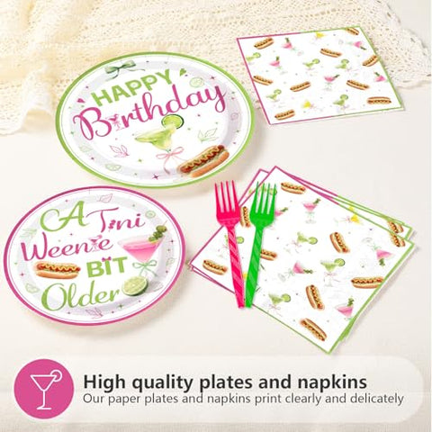 96 Pcs Weenies and Tinis Birthday Party Plates and Napkins - Grencian
