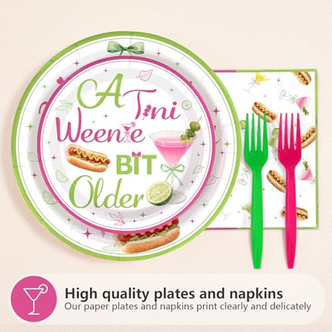 96 Pcs Weenies and Tinis Birthday Party Plates and Napkins - Grencian