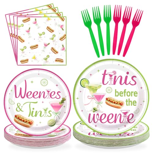 96 Pcs Wennie Tinis Martini Party Plates and Napkins - Grencian
