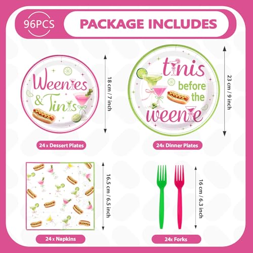 96 Pcs Wennie Tinis Martini Party Plates and Napkins - Grencian