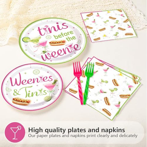 96 Pcs Wennie Tinis Martini Party Plates and Napkins - Grencian