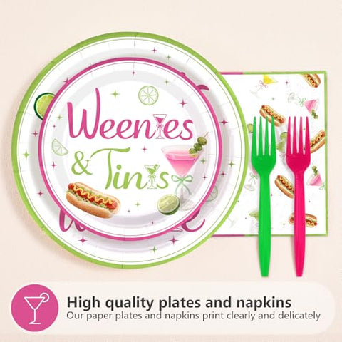 96 Pcs Wennie Tinis Martini Party Plates and Napkins - Grencian